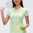 thumbnail image 6 of DPTALR Women's Short Sleeve Round Neck Sports T-Shirt Running Fitness Top Slim Breathable Yoga Top,Army Green,Size 6, 6 of 9