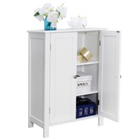 Bathroom Storage Cabinet Floor Cupboard - MDF Waterproof Durable Finish Adjustable Inner Height Board No Rocking