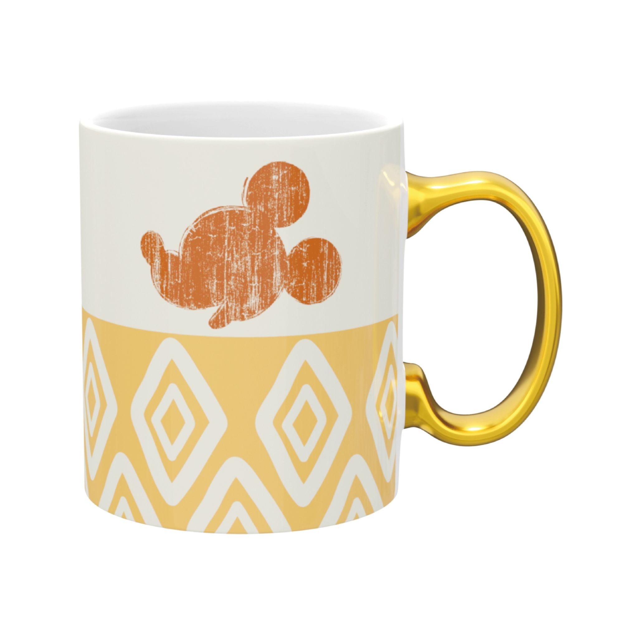 Mickey Mouse 11 oz Disney Pattern with Gold Handle Ceramic Mug