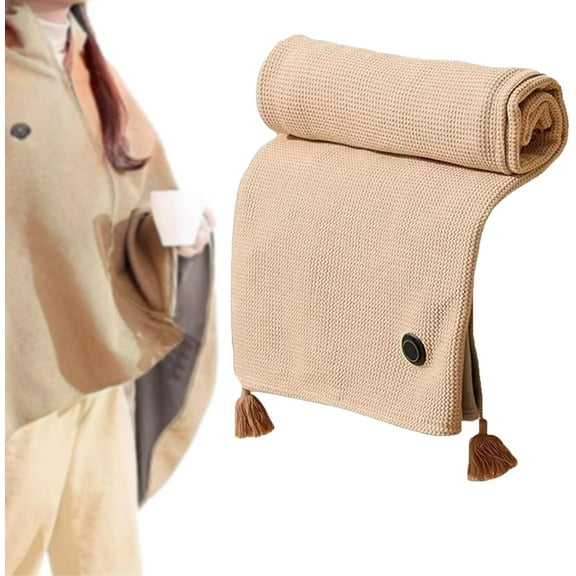 Heated Shawl Wraps for Women,Portable Soft Zipper Electric Heated Blanket Shawl,USB Powered Fast Heating,3 Heat Settings,for Home Camping,Keep Warm While Sleeping