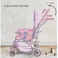 thumbnail image 5 of Dolls To Play Twin Baby Doll Stroller | Double Buggy Carriage with 27" Adjustable Handle, Swivel Wheels, Storage Basket & Diaper Bag, Pink, 5 of 5