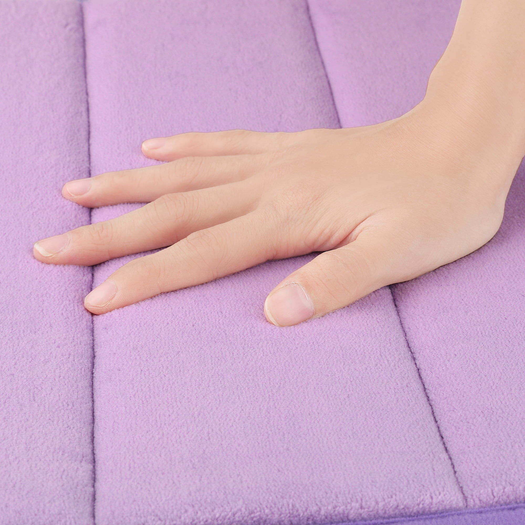 Unique Bargains 2 Pcs Soft Thick Absorbent Quick Dry Bathroom Bath Rugs Non Slip Purple 16" x 24"