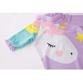thumbnail image 3 of StylesILove Toddler Girls Purple Unicorn Rash Guard Swimsuit & Sun Hat 2pcs, 5T, 3 of 6