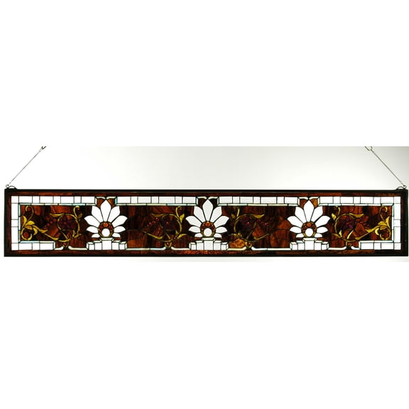 57"W X 9.5"H Beveled Ellsinore Transom Stained Glass Window