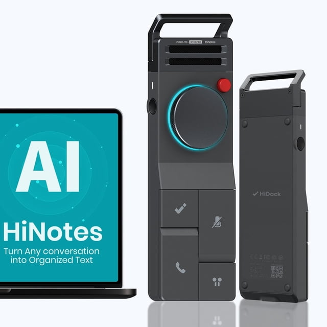 Grabadora de voz HiDock P1 AI 64 GB con audífonos inalámbricos