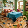 thumbnail image 2 of KoshiMe 9'x12' Floral Area Rug, Machine Washable Non-Slip Soft Low Pile Stain-Resistant Boho Flower Indoor Rug for Living Room Bedroom Dining Room, Yellow Orange, 2 of 9