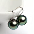 thumbnail image 6 of K-KED New 8/10/12mm Black South Sea Shell Pearl Silver Hook Dangle Earrings-12 mm, 6 of 6