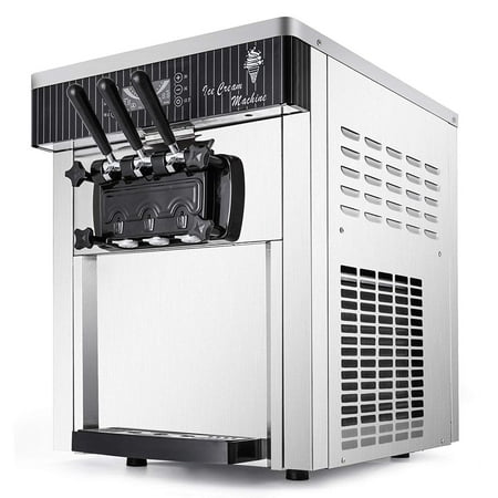 2200W Commercial Soft Ice Cream Machine 3 Flavors Auto Clean LED