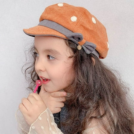 

Kids Beret Hat Little Girls French Beret Cute Dot Classic Artist Cap Beanie Headwear for Toddlers Baby 2-6Y