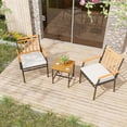 thumbnail image 2 of Gymax 3 PCS Acacia Wood Bistro Set Patio Conversation Set w/ Cushions and Coffee Table, 2 of 9