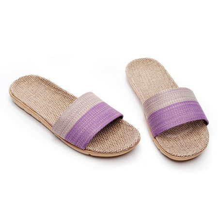 

Cathalem Women Flip-Flops Sandals Shoes Beach Linen Cotton Slipper Breathable Shoes Home Women s Cowboys Slippers for Women Purple 9.5