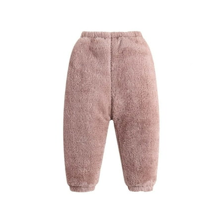 

Ixbnca Toddler Girl Sherpa Pants Padded Lined Thickened Winter Outwear Warm Windproof Ankle Kids Pants