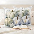 thumbnail image 3 of Fall White Outdoor Waterproof Pillow Covers, Thanksgiving Pumpkin Flower Floral Leaf Decorative Square Throw Pillowcase Sofa Cushion Sham for Patio/Couch/Chair, 16"x16" 2 Pack, 3 of 8