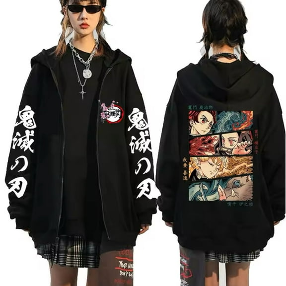 Demon Slayer: Kimetsu No Yaiba Hooded Coat Jacket Casual Outerwear Soft And Comfortable For Both Men And Women Suitable Fall Winter Outfits
