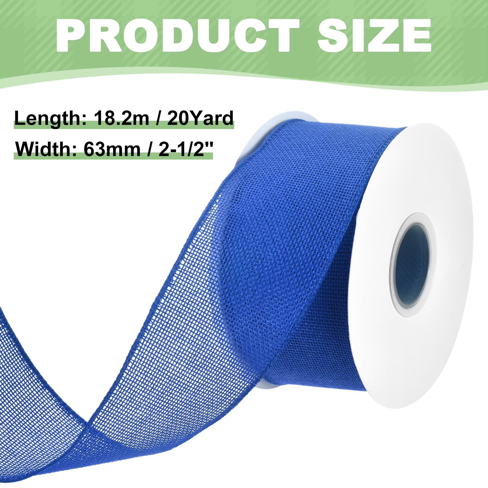 Uxcell Burlap Wired Ribbon, (2-1/2 Inch, 20 Yard, Deep Blue), Wired Edge Ribbon