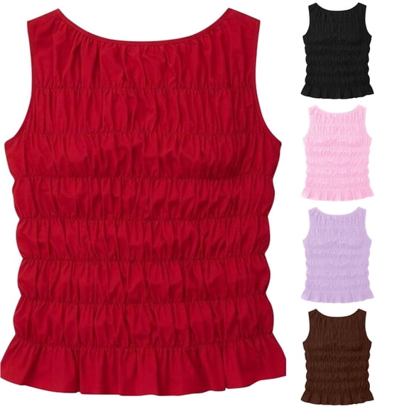 Tanghaowl Tank Tops for Women, Women's Fashionable Casual Solid Tank Top for Daily Wear Red L
