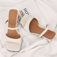 thumbnail image 6 of BadPiggies Square Toe Heeled Sandals for Women, Double Band Low Block Heel Sandals 2.8in Chunky Dressy Sandal Mules, 6 of 9