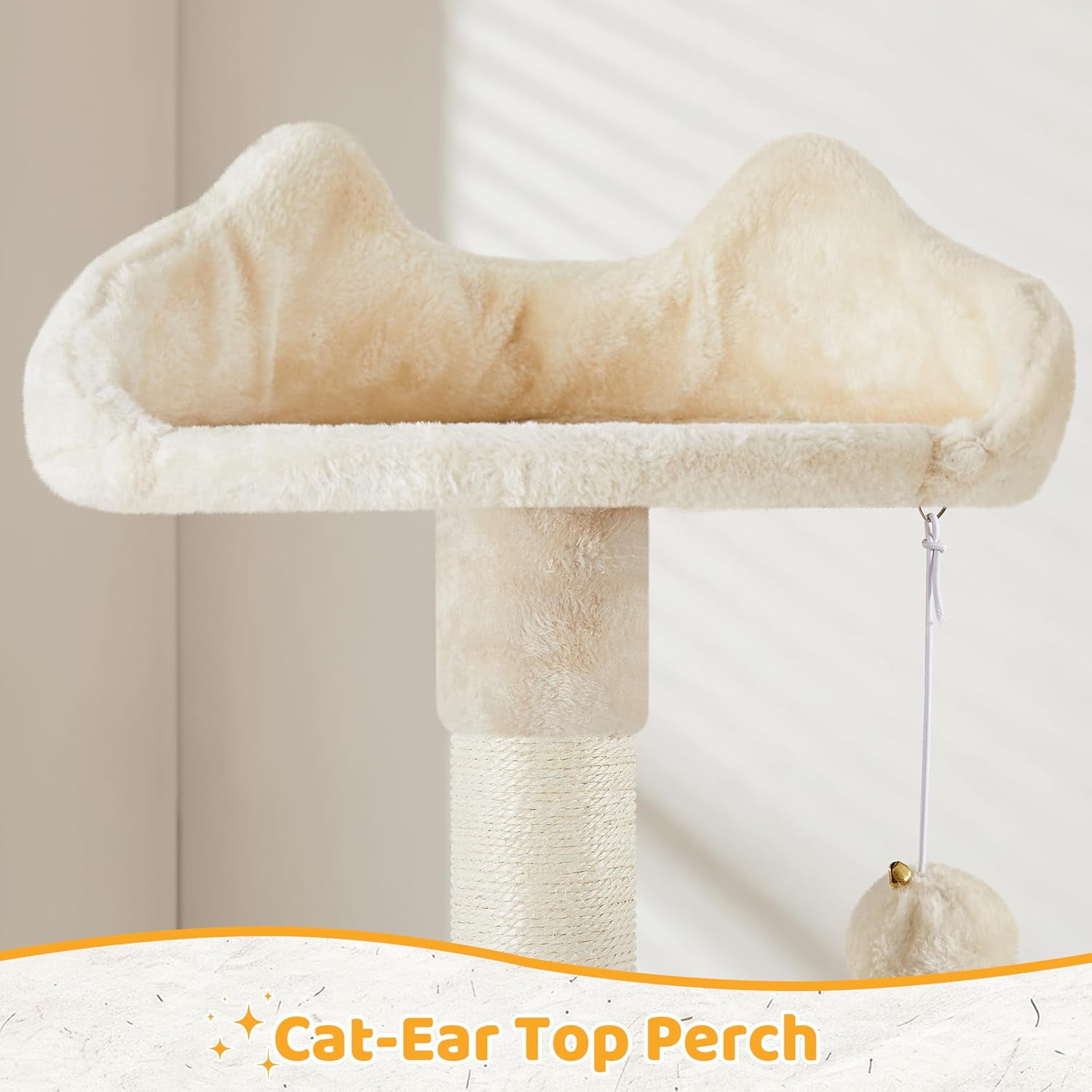 LibraMAl Cat Tree, 54in Tall Cat Tower for Indoor Cats with Extended Platform & Basket, Spacious Cat Condo, Funny Hammock, Scratching Posts and Ladder, Beige