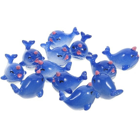 Raindrops Resin Whale Home Decor Blue Miniature Figurines 12Pcs 1In