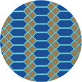 thumbnail image 1 of Ahgly Company Machine Washable Indoor Round Transitional Azure Blue Area Rugs, 4' Round, 1 of 7