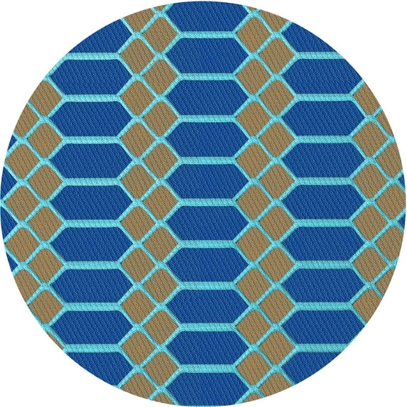 Ahgly Company Indoor Square Patterned Azure Blue Area Rugs, 3' Square