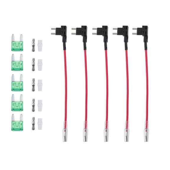 Unique Bargains 5 Set Universal Car Fuse Tap and Circuit Adapters 12V with 30A Mini Blade Type Fuses