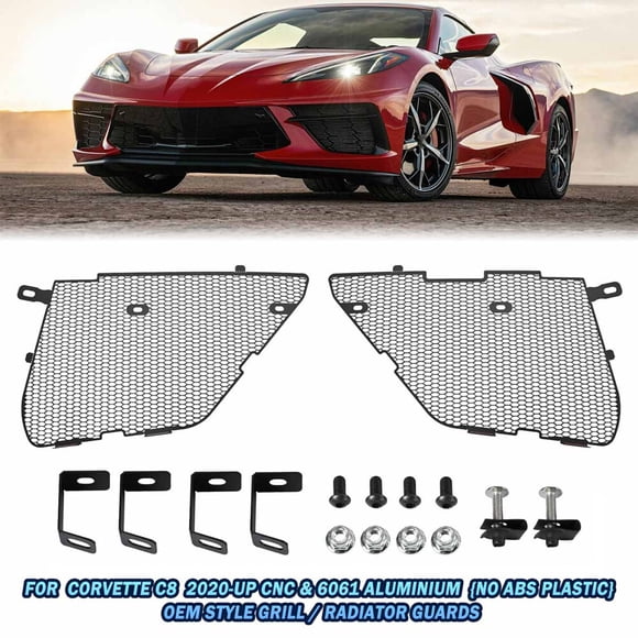 ALLTIMES Aluminum Radiator Grill Covers Grille Guards with Bolt for Corvette C8 2020-2023 Insert Pair
