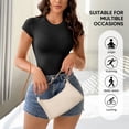 thumbnail image 5 of Athlemo Women's T-Shirts Round Neck Short-Sleeve Casual Tees Tops Undershirt 2 Pack, 5 of 7