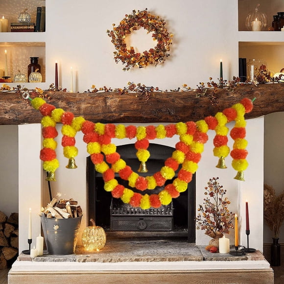 Cortina de Puerta para Boda, Día de Muertos, Halloween, Caléndulas | Plástico Naranja | 100X100 Cm | Decoración Festiva