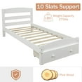 thumbnail image 6 of Twin Bed Frame with Storage Drawer, UHOMEPRO Solid Pine Wood Bed Frame with Headboard and Footboard, Modern Bed Furniture for Bedroom, Holds 275 lb, No Box Spring Needed, White, 6 of 16