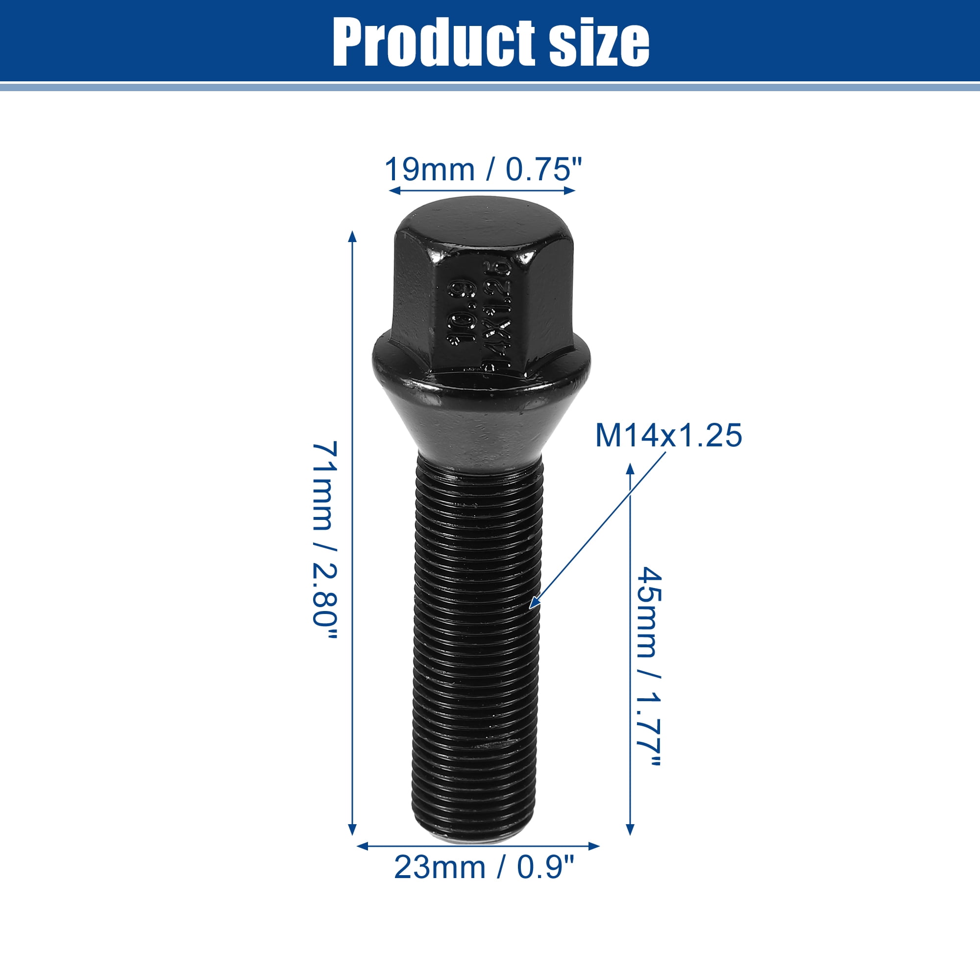 Unique Bargains Extended Wheel Lug Bolts for BMW 5 Series 2010-2019 M14x1.25 Pack of 20