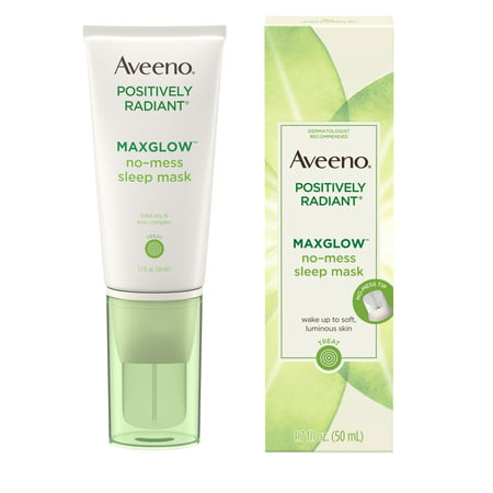 Aveeno Positively Radiant MaxGlow No-Mess Sleep Face Mask, 1.7 fl. oz