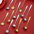 thumbnail image 2 of Cuchara mezcladora de acero inoxidable, cucharilla de mango largo para postre, café, helado, té, diseño de flores Retro de Metal, vajilla de cocina, 3 uds. Fivean unisex, 2 of 2