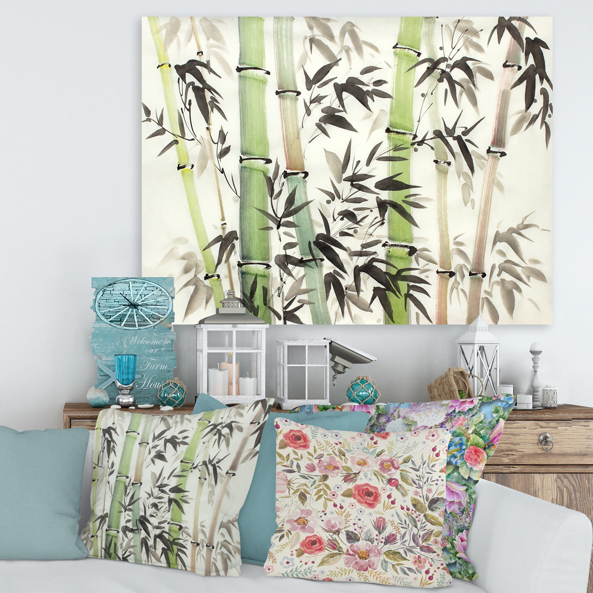 Designart ' The Forest of Bamboo Branches II ' Lake House Canvas Wall Art Print