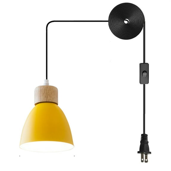 JLOWCO Farmhouse Corded Hanging Light Fixture Plug in Light Socket Modern Pendant Lights Kitchen Island Lighting Yellow Dining Room ceiling Lights (LED Bulb Include)