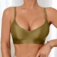 thumbnail image 4 of WHEANG Satin Bras for Women Back Beauty Bra Soft Support Breathable Casual Plus Size Bra Wireless Comfort Everyday Bra Cross Back Push Up Bra for Daily Wear Size L Green, 4 of 5