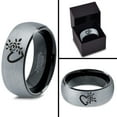 thumbnail image 4 of Tungsten Flower Heart Band Ring 8mm Men Women Comfort Fit Black Dome Brushed Gray Polished, 4 of 4