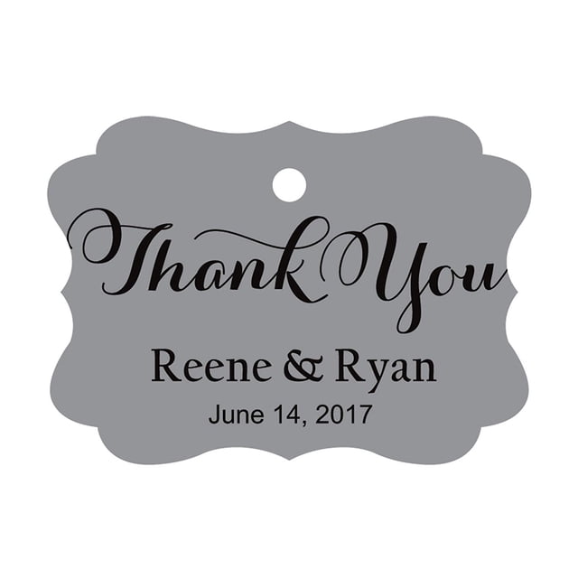 100 PCS Personalized Made Scallop Edges Hang Tags Thank You Custom Wedding Favor Gift Paper Tags