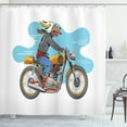 thumbnail image 1 of Ambesonne Motorcycle Shower Curtain, Cartoon Fun Dog, 69"Wx70"L, Multicolor, 1 of 3