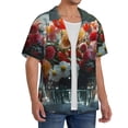 thumbnail image 2 of Rateoe Vibrant Bouquet Waterfall Pattern Men's Short Sleeve Classic Shirt, Casual Short-Sleeved Shirt, Lightweight Summer Shirt, Cuban Collar Shirt,Button-Front Shirt-3X-Large, 2 of 5
