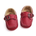 thumbnail image 6 of Splozh Newborn Shoes for Girls Baby Dress Shoes Walking Leather Shoes Round Toe Flat Solid Color Soft Sole Toddler Shoes Red,US 5, 6 of 7