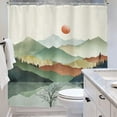 thumbnail image 3 of Boho Abstract Mountain Shower Curtain for Bathroom Decor Bohemian Forest Sunset Colorful Modern Natural Watercolor Art Printed Fabric Polyester Waterproof 12 Pack Plastic Hooks, 3 of 6