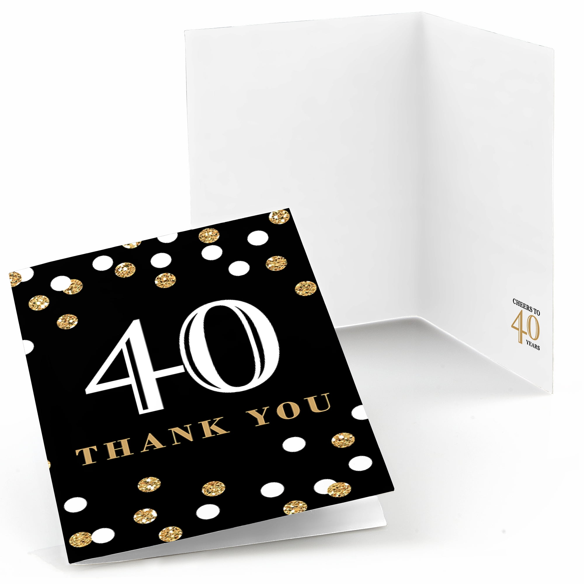 Birthday Party Thank You/'s Set of 8 Folding Note Cards Adult 40th Birthday Gold Thank You Cards 40th Birthday Thank You Cards