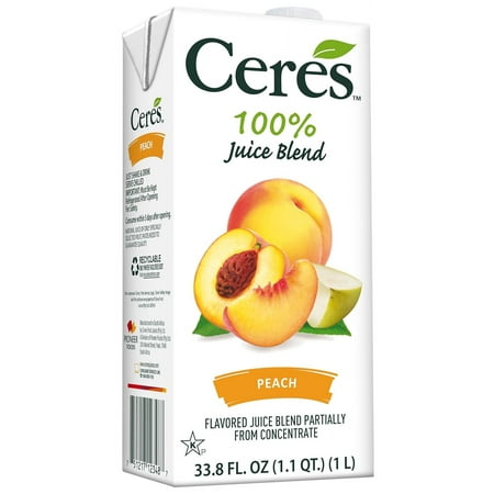 All Natural Pure Fruit Juice Blend, Peach - Gluten Free, Rich in C, No Added Sugar or Preservatives, Cholesterol Free - 33.8 FL OZ (Pack of 6)