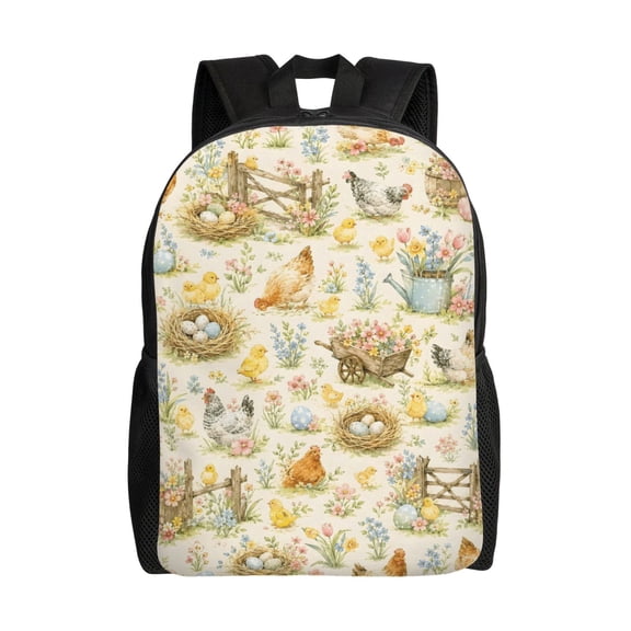 Easter Chicken Backpack Full Front Print Travel Laptop Bag for Men and Women
