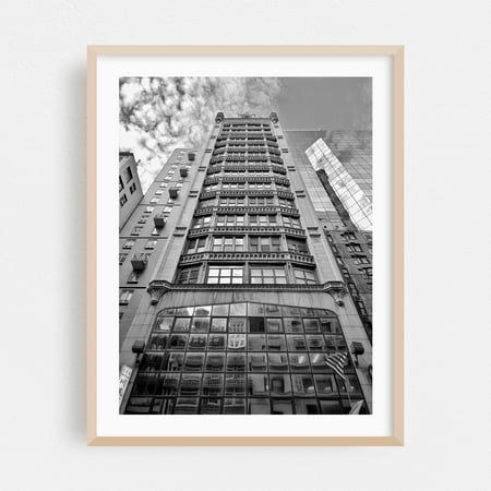 Reflections of Midtown - Manhattan New York Photography Architecture Black and White Cityscape Art Deco Vintage Oak Framed Wall Art Print 5 x 7 inches