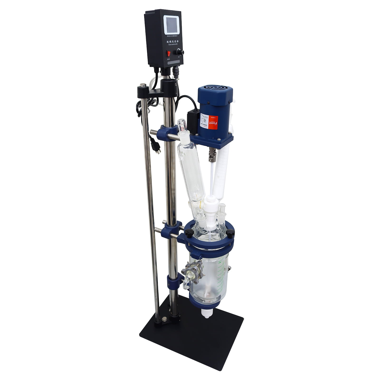 INTSUPERMAI 2L Glass Reactor Lab Reactor Double Jacketed Digital Display