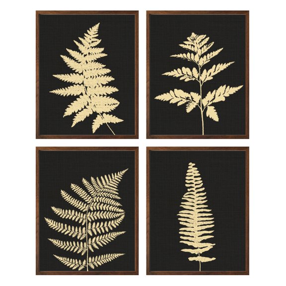 Fern Wall Art Framed Botanical Prints Set of 4 Flowers Plants Framed Wall Art Botanical Leaf Decor For Bathroom
