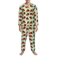 thumbnail image 3 of Rocae Red Ladybugs And Leaf for Men's Pajamas Set Mens Pjs Sets Long Sleeve Button Down Sleepwear-Small, 3 of 7