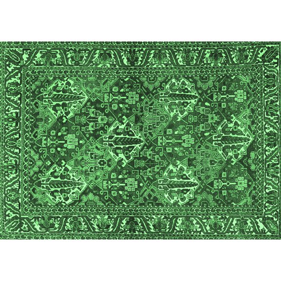 Ahgly Company Indoor Rectangle Persian Emerald Green Traditional Area Rugs, 5' x 7'